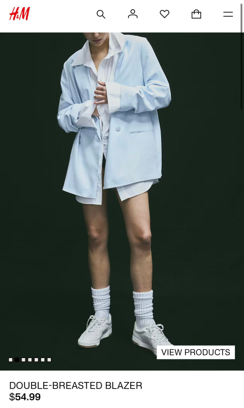 H&M Double-Breasted Blazer - Size S - Light Blue - photo 5