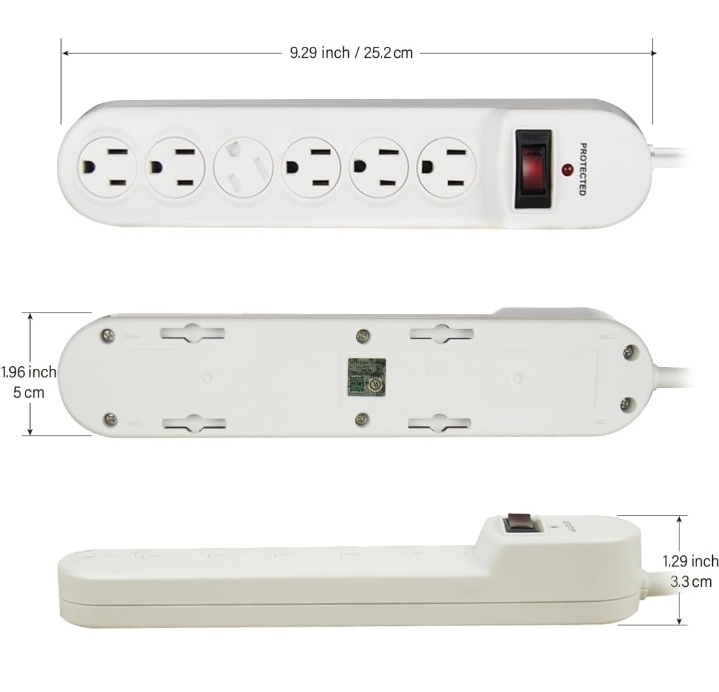 6-Outlet Power Strip Whit Surge Protector, 6 Ft Extension Cord - photo 4