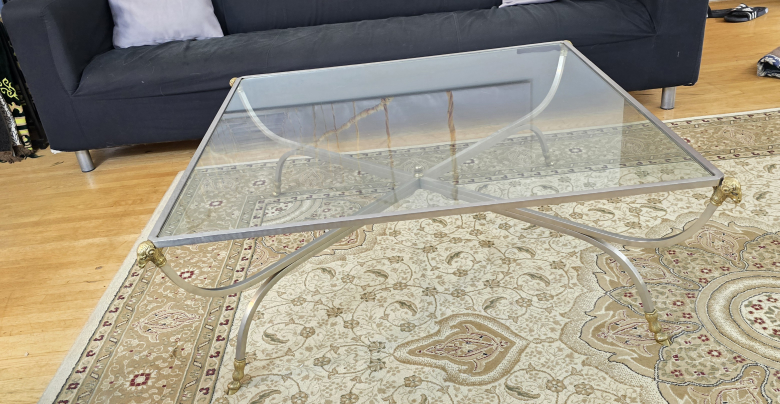Glass Top Coffee Table with Metal Frame