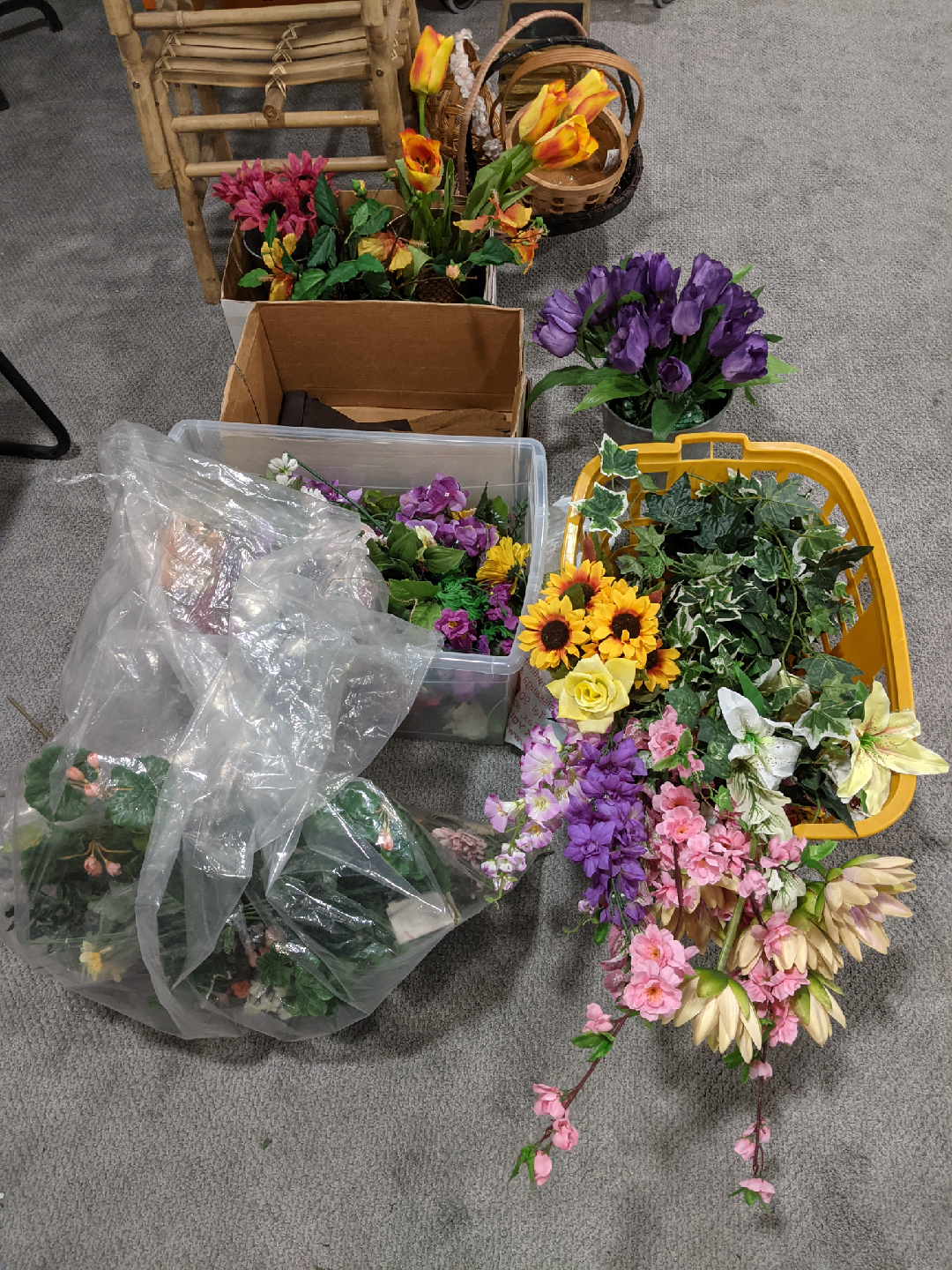 Assorted Artificial Flowers and Shrubbery