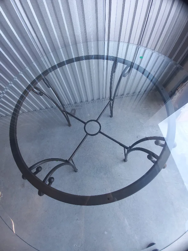 Glass Top Dining Table with Metal Base & 4 Chairs