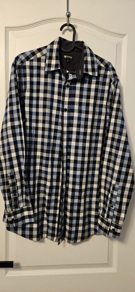 Haggar Blue/Black Plaid Long Sleeve Shirt - Small image indicator(4)