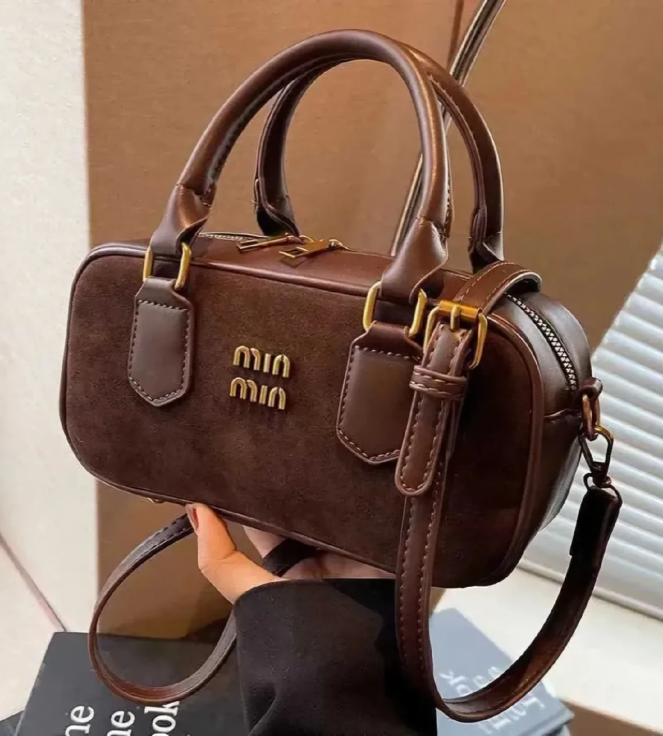 Miu Miu Brown Suede Handbag image indicator(4)