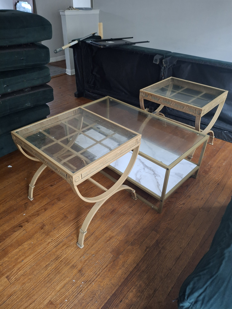 Glass Top Coffee/End Tables - Set of 3
