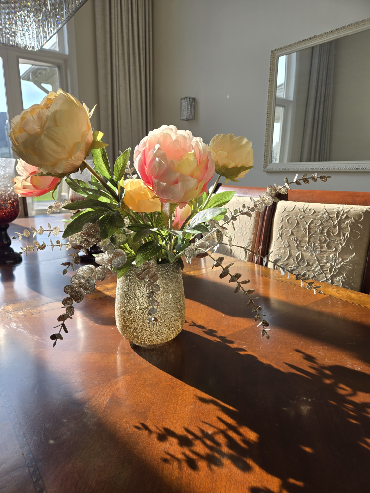 Floral Arrangement in Gold Vase - photo 2
