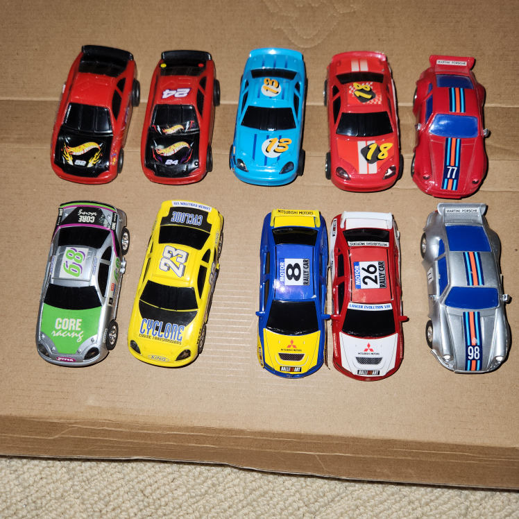 Lot of 10 Toy Artin slot Racing Cars