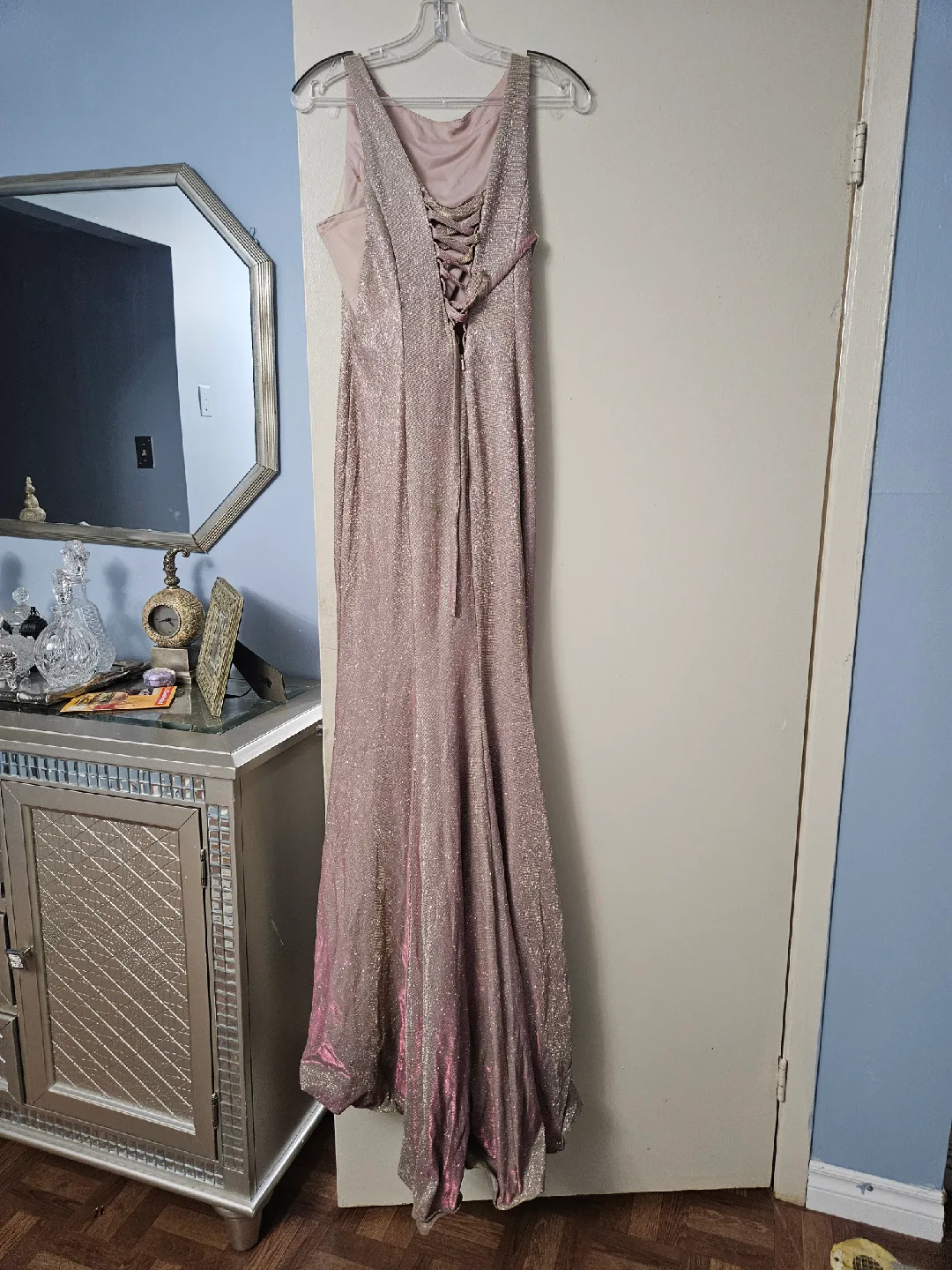 Pink Sparkly Fitted Evening Gown image indicator(3)