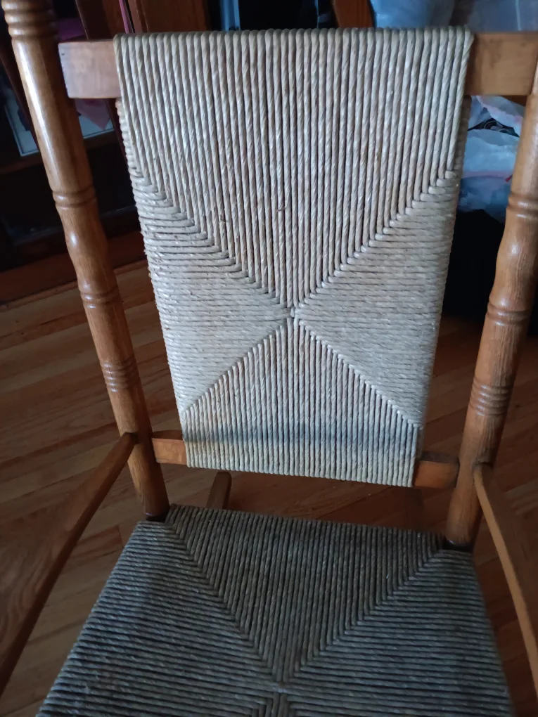 Wooden Rocking Chair with Woven Seat image indicator(2)