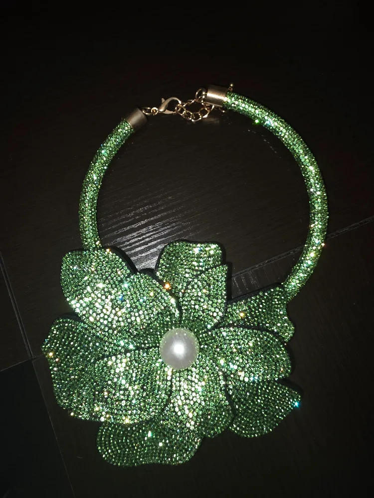 Green Flower Statement Necklace thumbnail