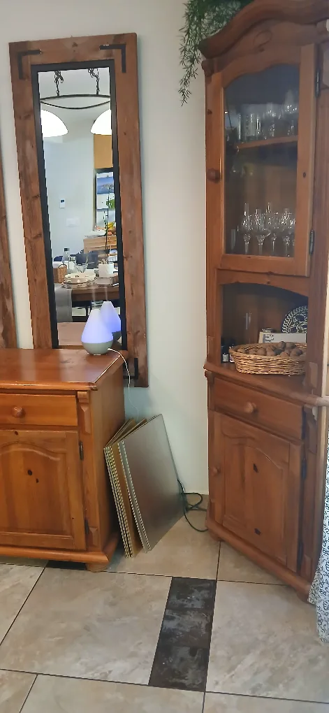 Wooden Hutch, Buffet, and a corner cabinet image indicator(5)