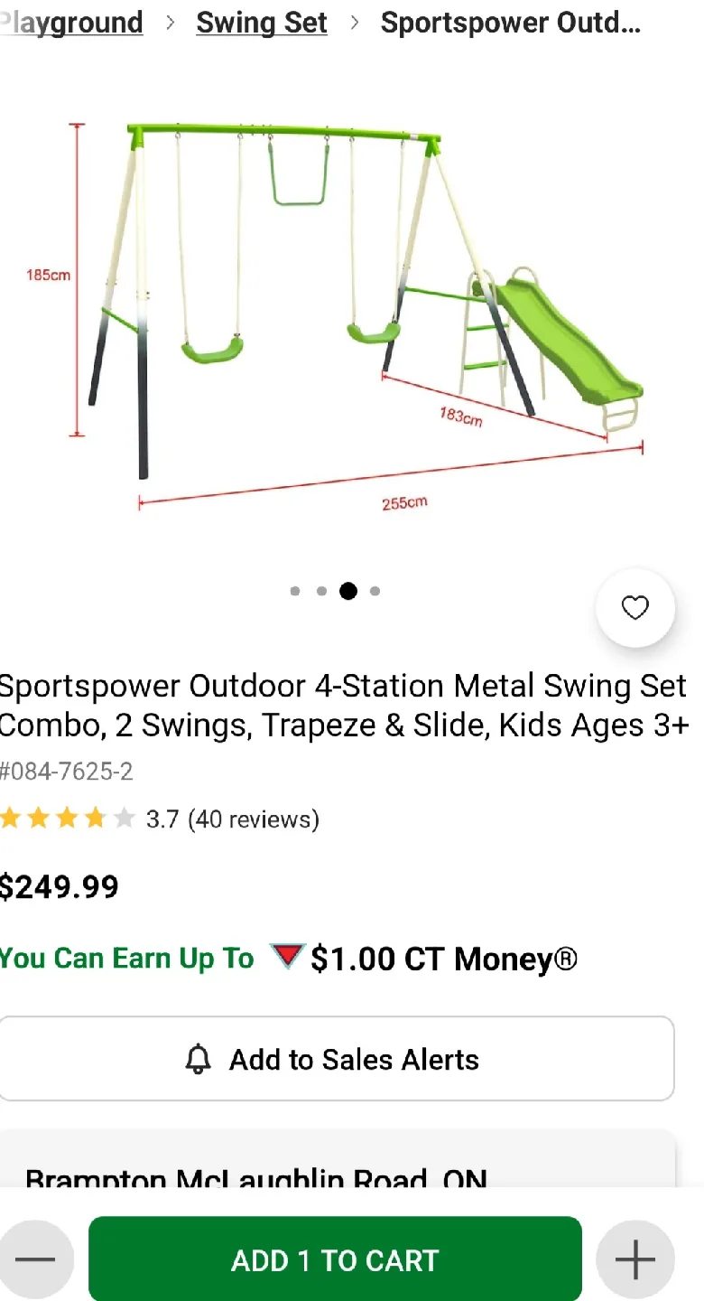 Sportspower Outdoor 4-Station Swing Set Used Like new image indicator(2)