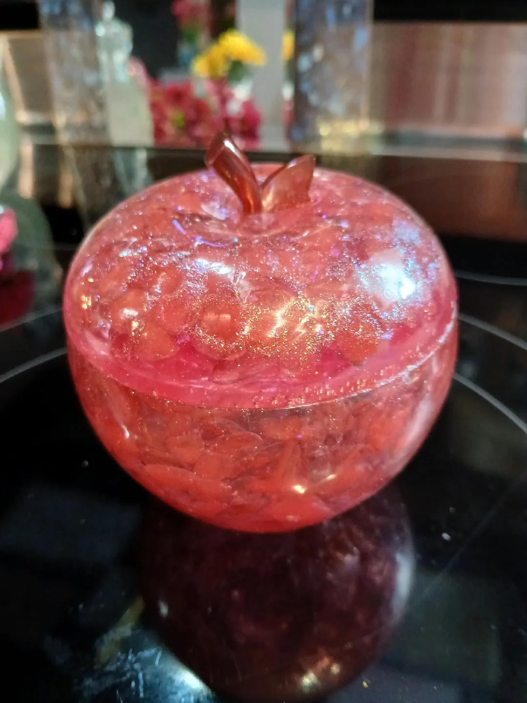 Red Apple Resin Trinket Box made by Cheryl thumbnail