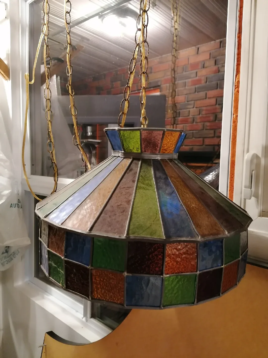 Vintage Stained Glass Hanging Lamp thumbnail