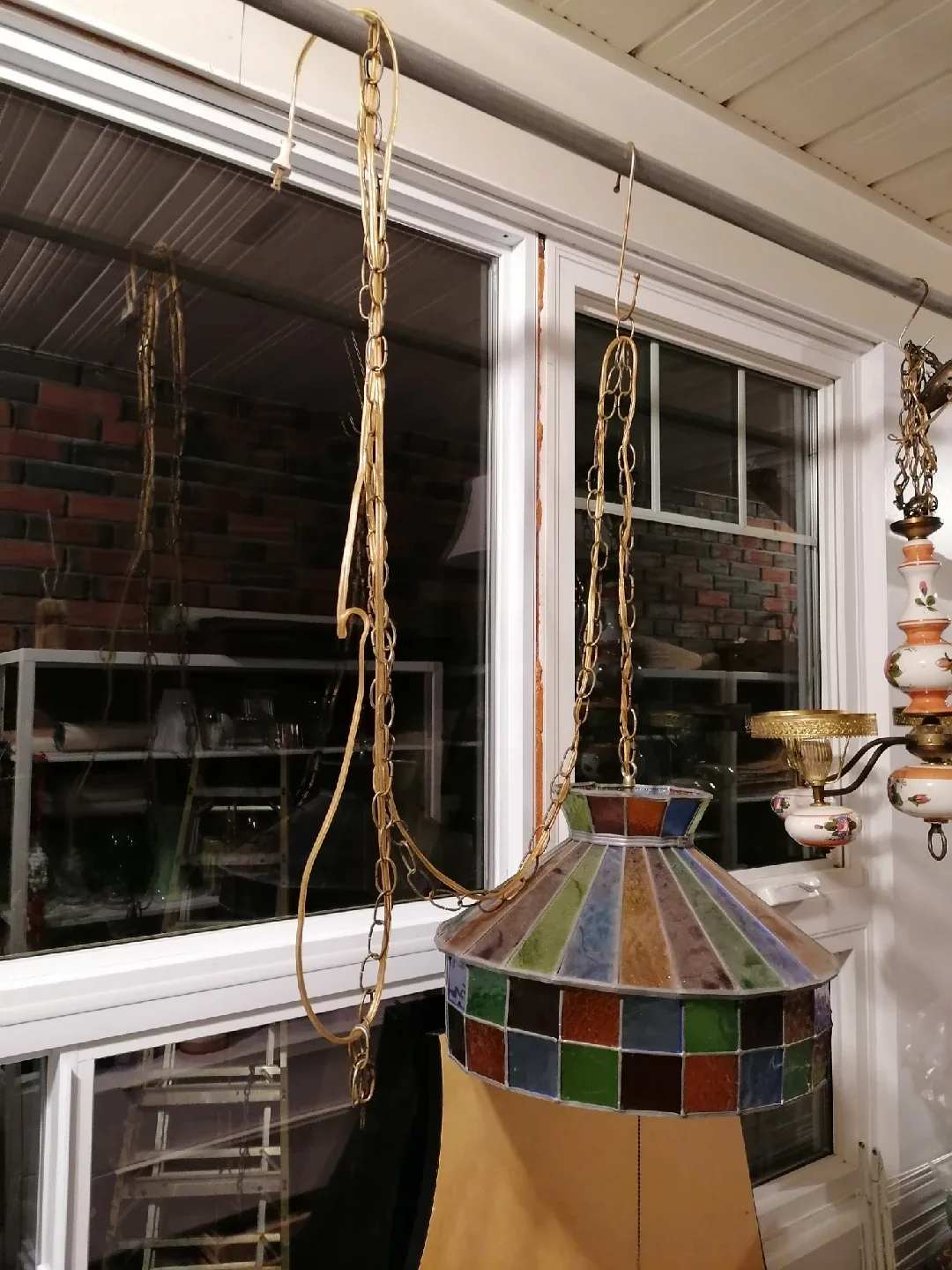 Vintage Stained Glass Hanging Lamp image indicator(3)