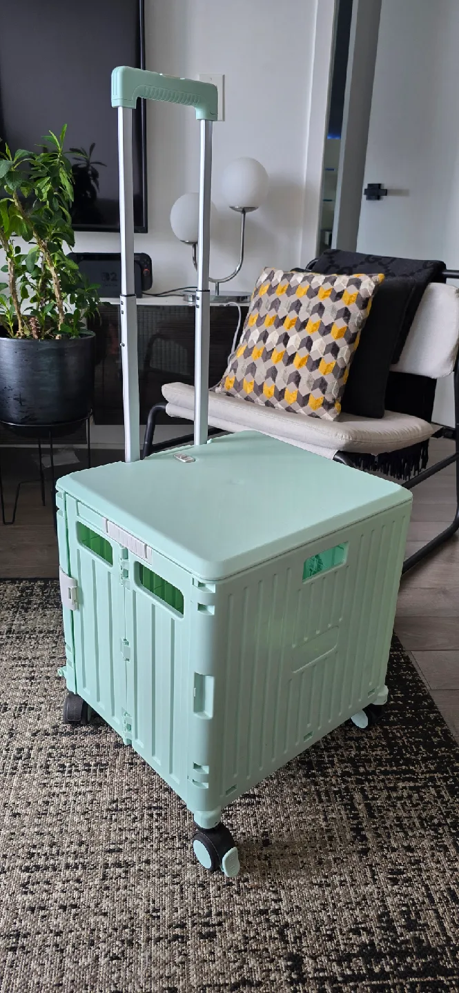 Foldable Rolling Crate Shopping Cart. thumbnail