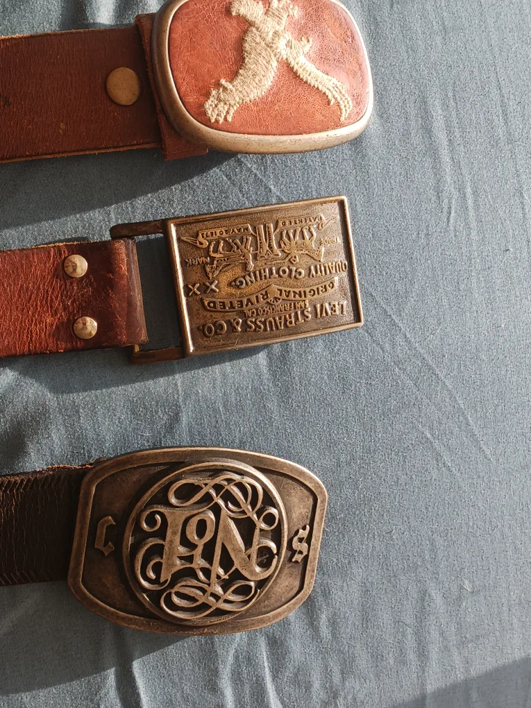 Three Vintage Leather Belts - Assorted Styles thumbnail