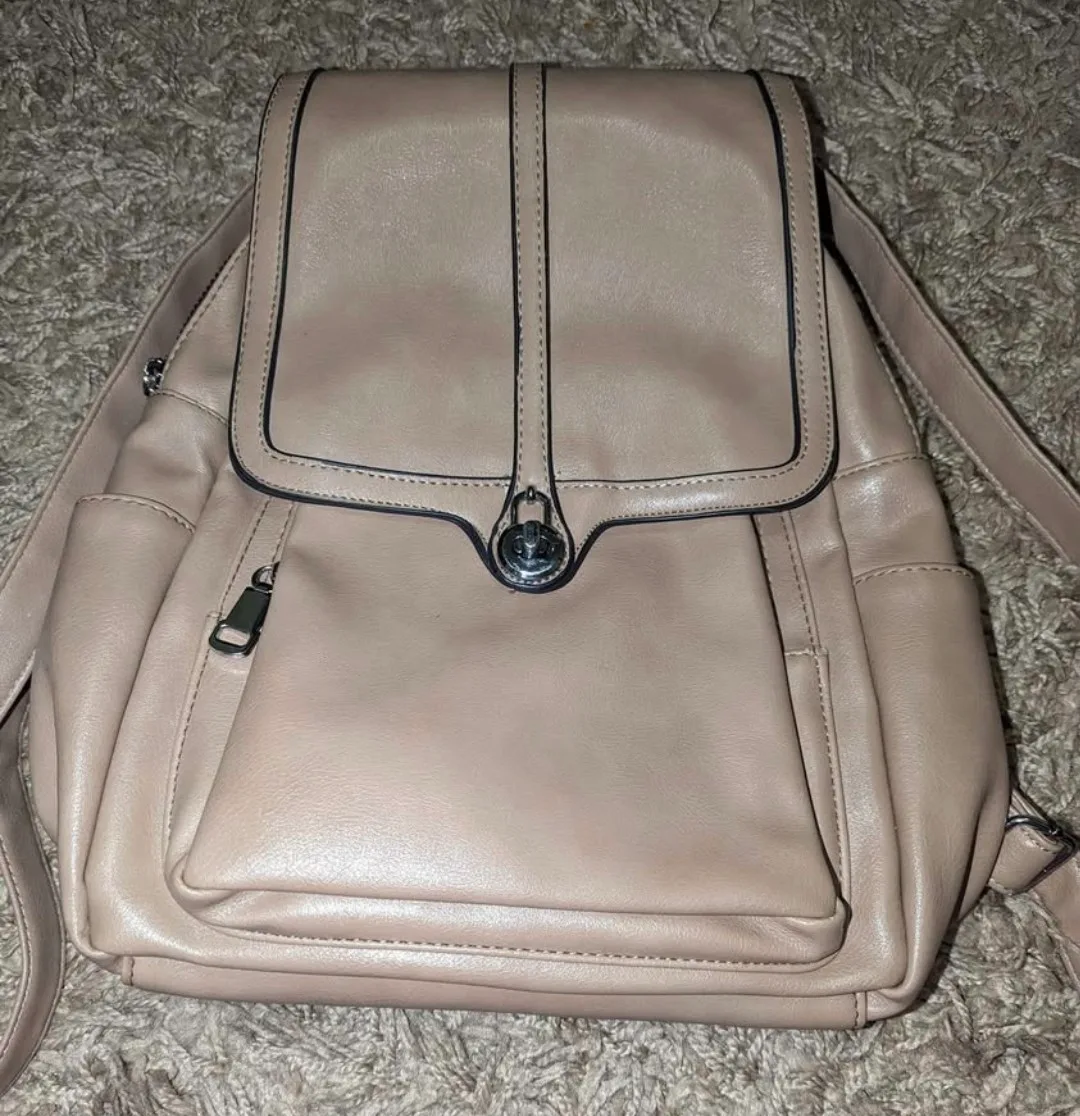 Beige Faux Leather Backpack – Stylish & Functional thumbnail