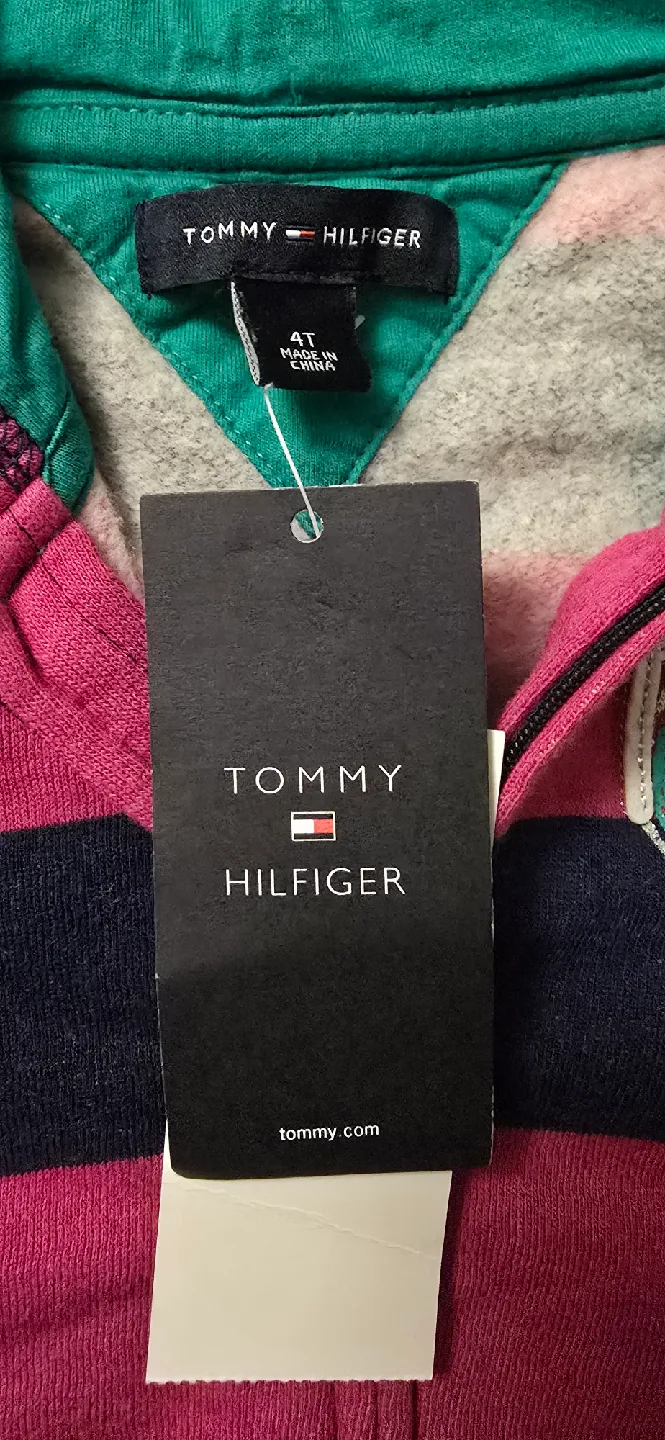 NEW! Girls Tommy Hilfiger Striped Zip-Up Hoodie! Size 4T image indicator(8)