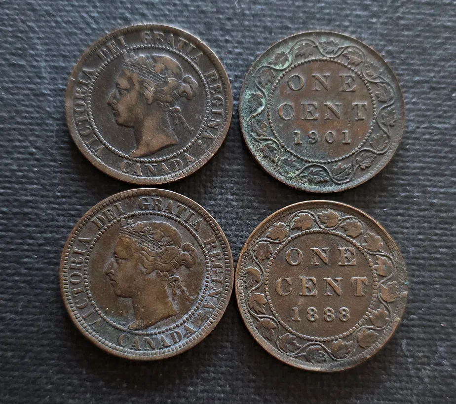 Vintage Canadian One Cent Coins thumbnail