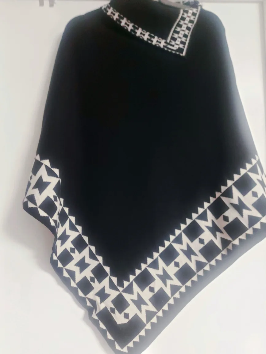 Mm Sweet Black Warm Poncho - New Fashion & Style image indicator(2)