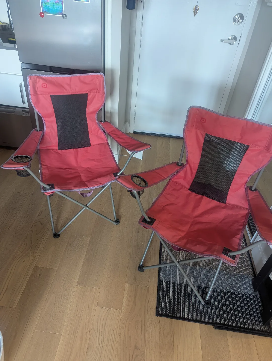 Red Folding Camping Chairs - Set of 2 (Outbound)