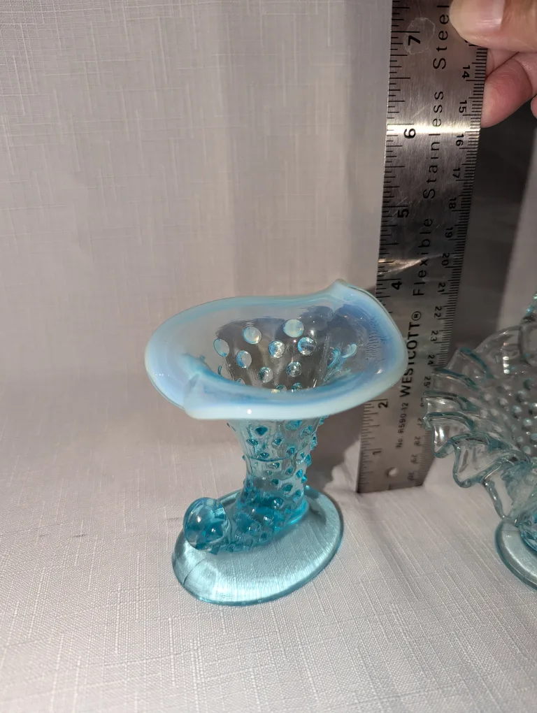 Vintage Fenton Blue Opalescent Hobnail Glass pieces image indicator(4)