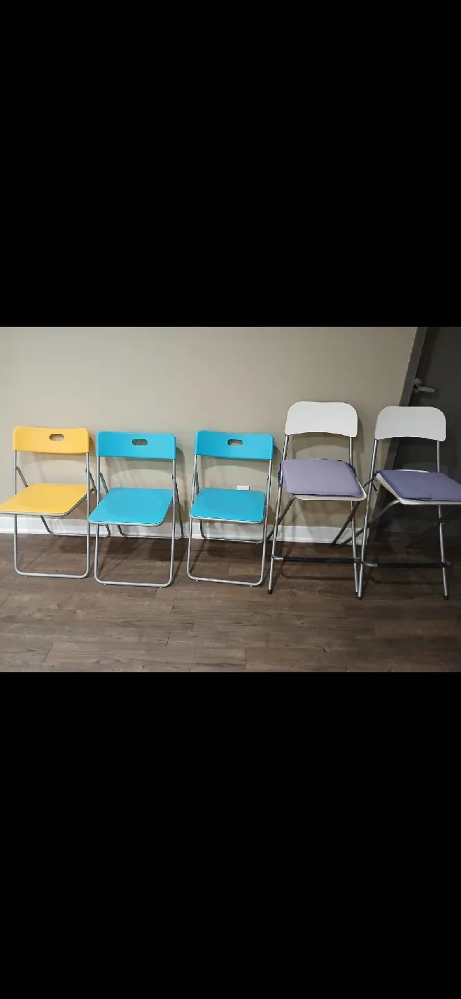 Folding Chairs - Yellow, Blue, White thumbnail