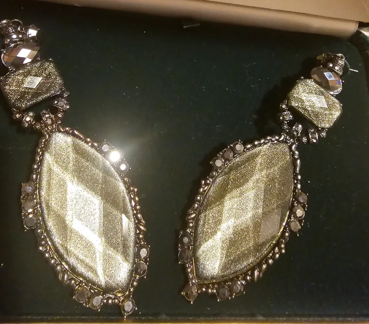 Statement Earrings - Gold & Dark Metal