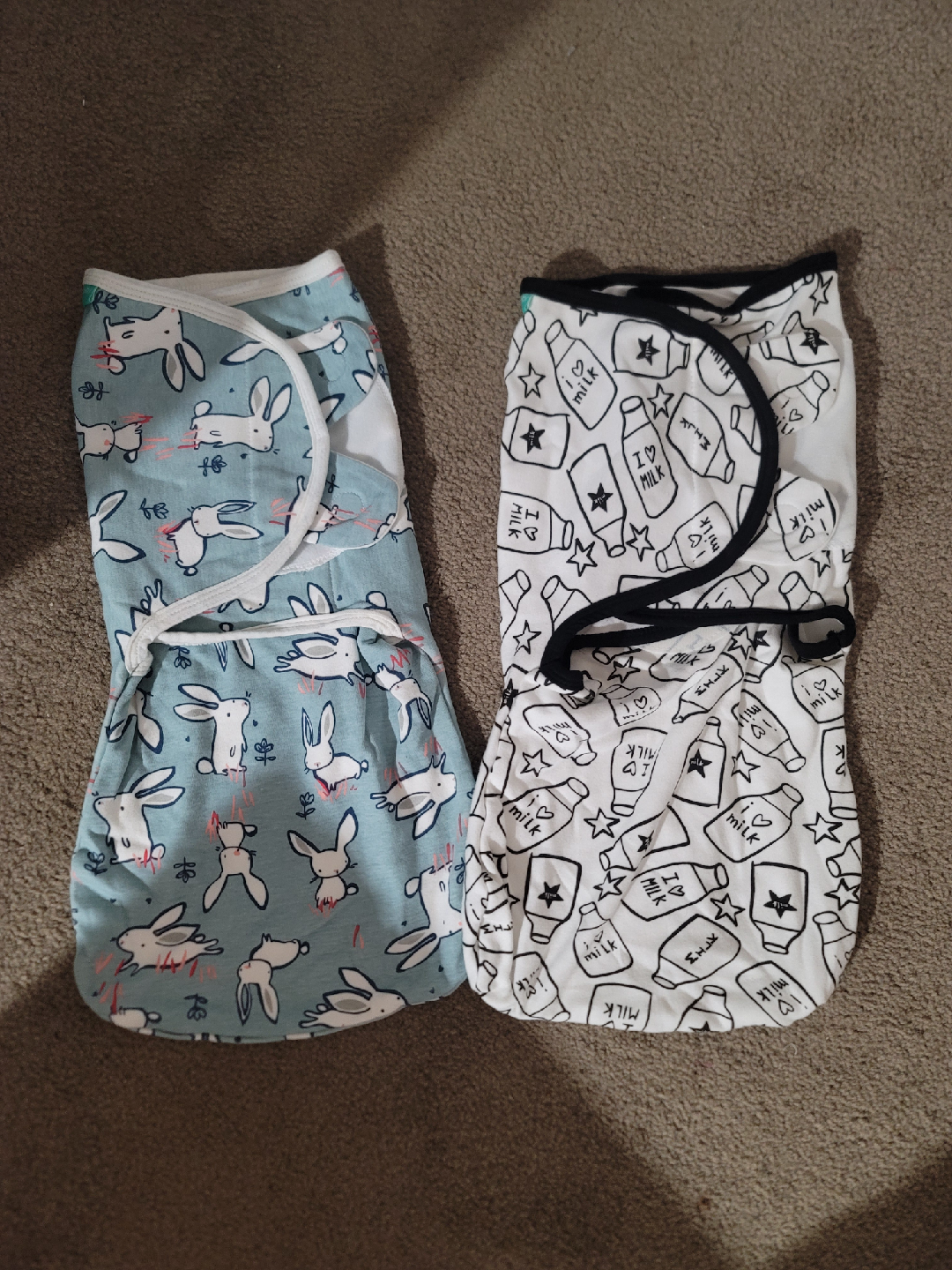 Baby Swaddles - Bunny & Milk Bottle Prints