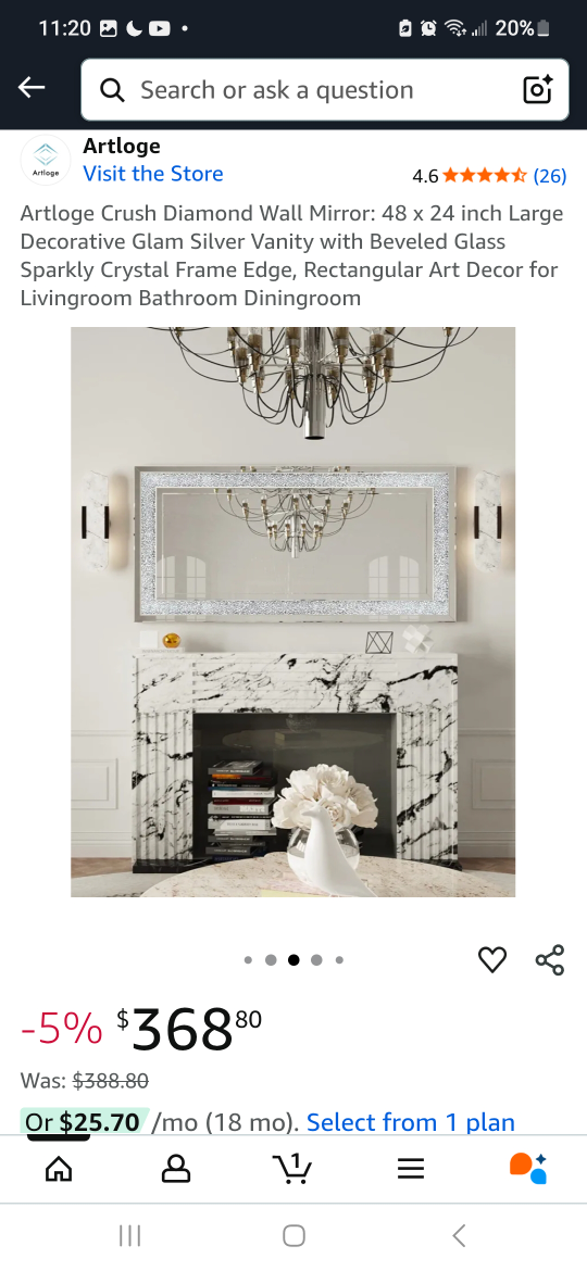 Artloge Crush Diamond Wall Mirror 48 x 24 - photo 3