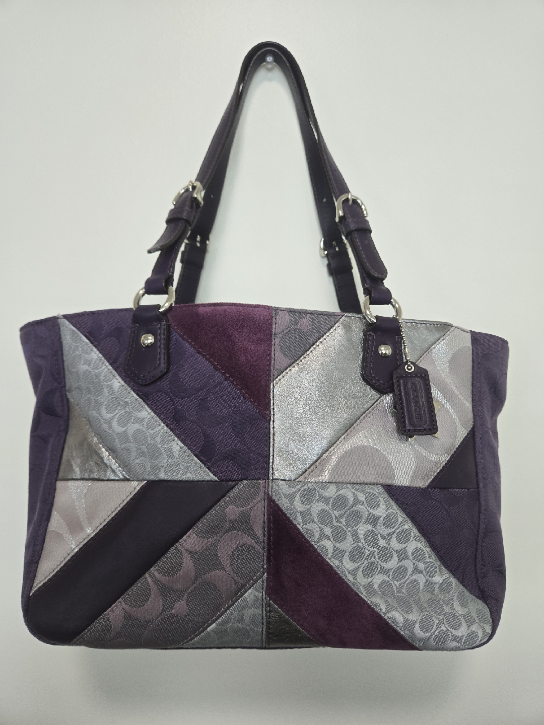 Coach Purple Patchwork Tote Bag