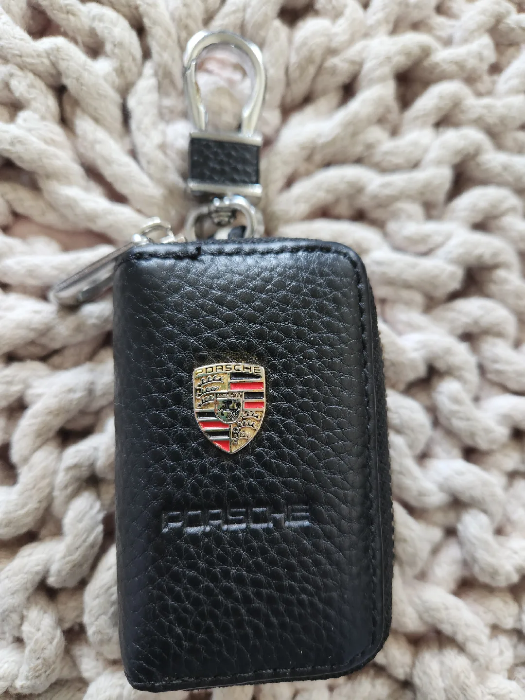 Porsche Key Fob Case - Black Leather thumbnail