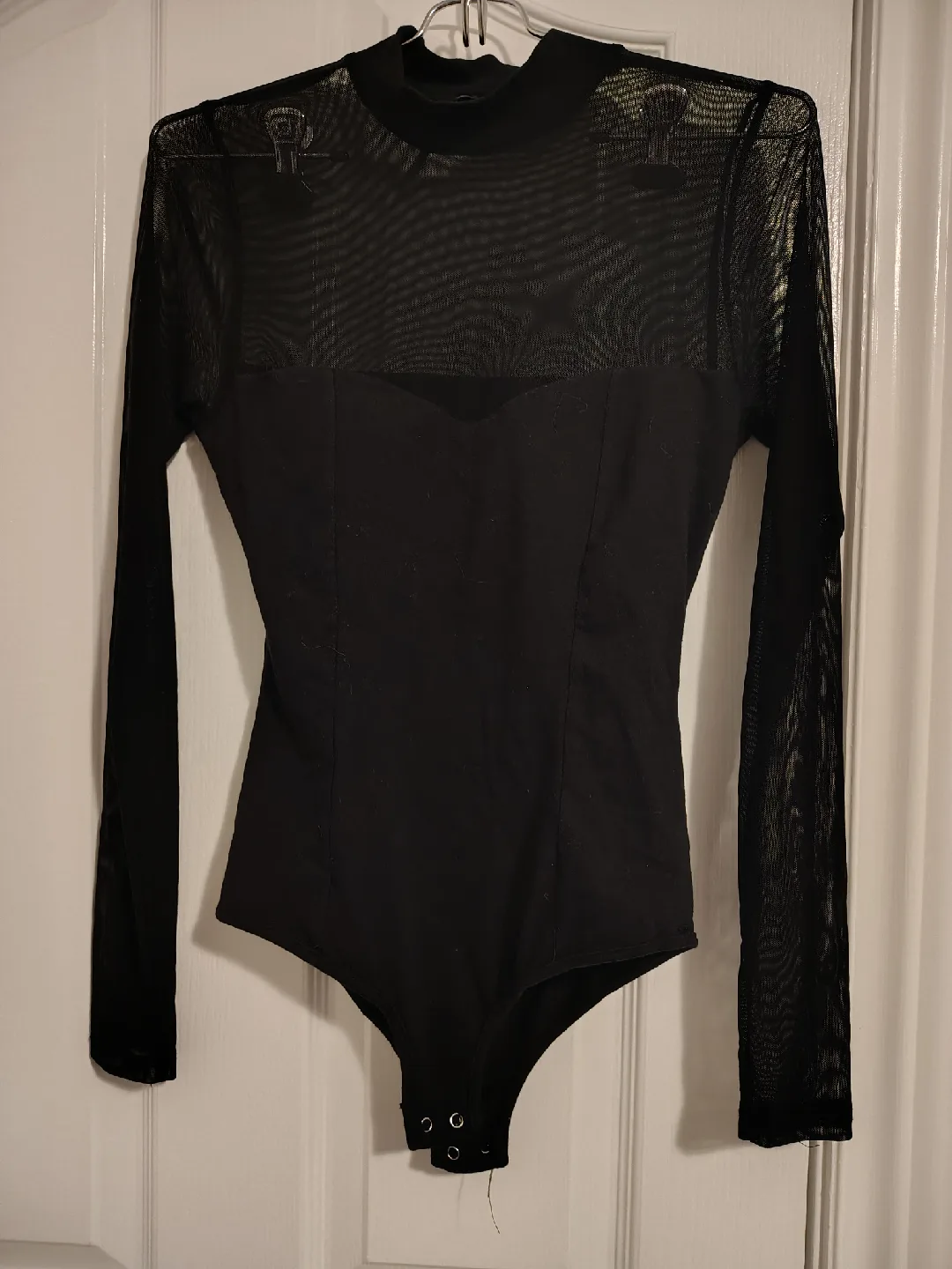 Black Mesh Long Sleeve Bodysuit thumbnail