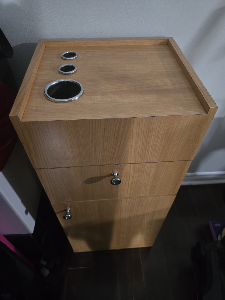 Wooden 3-Drawer Cabinet Salon Station on Wheels