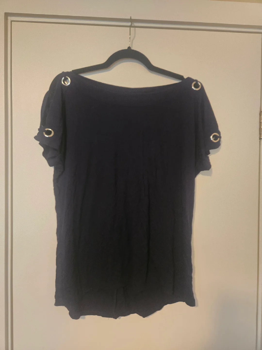 Dark Blue/Black Cold Shoulder Top - Large