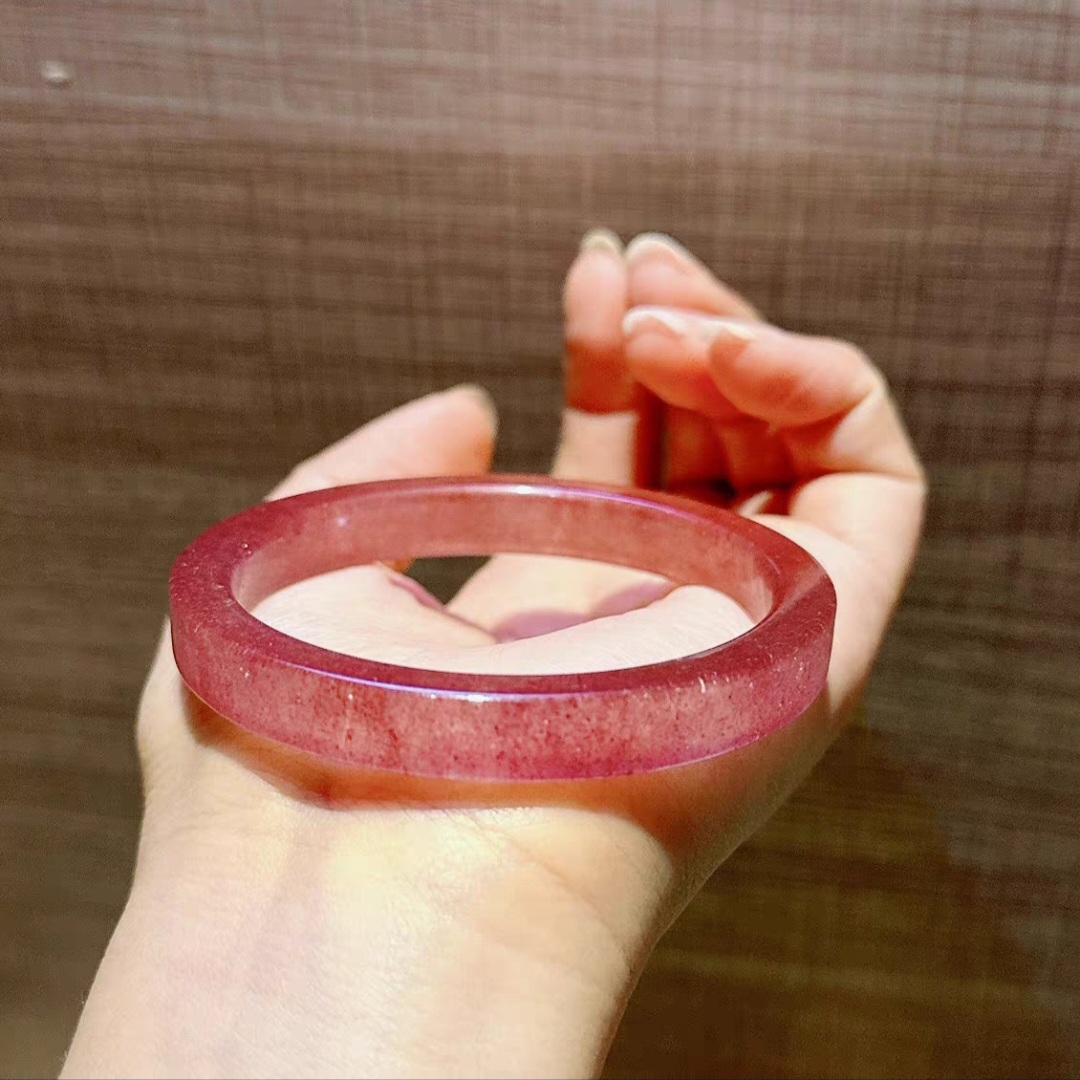 Natural Red Strawberry Quartz Bangle Bracelet