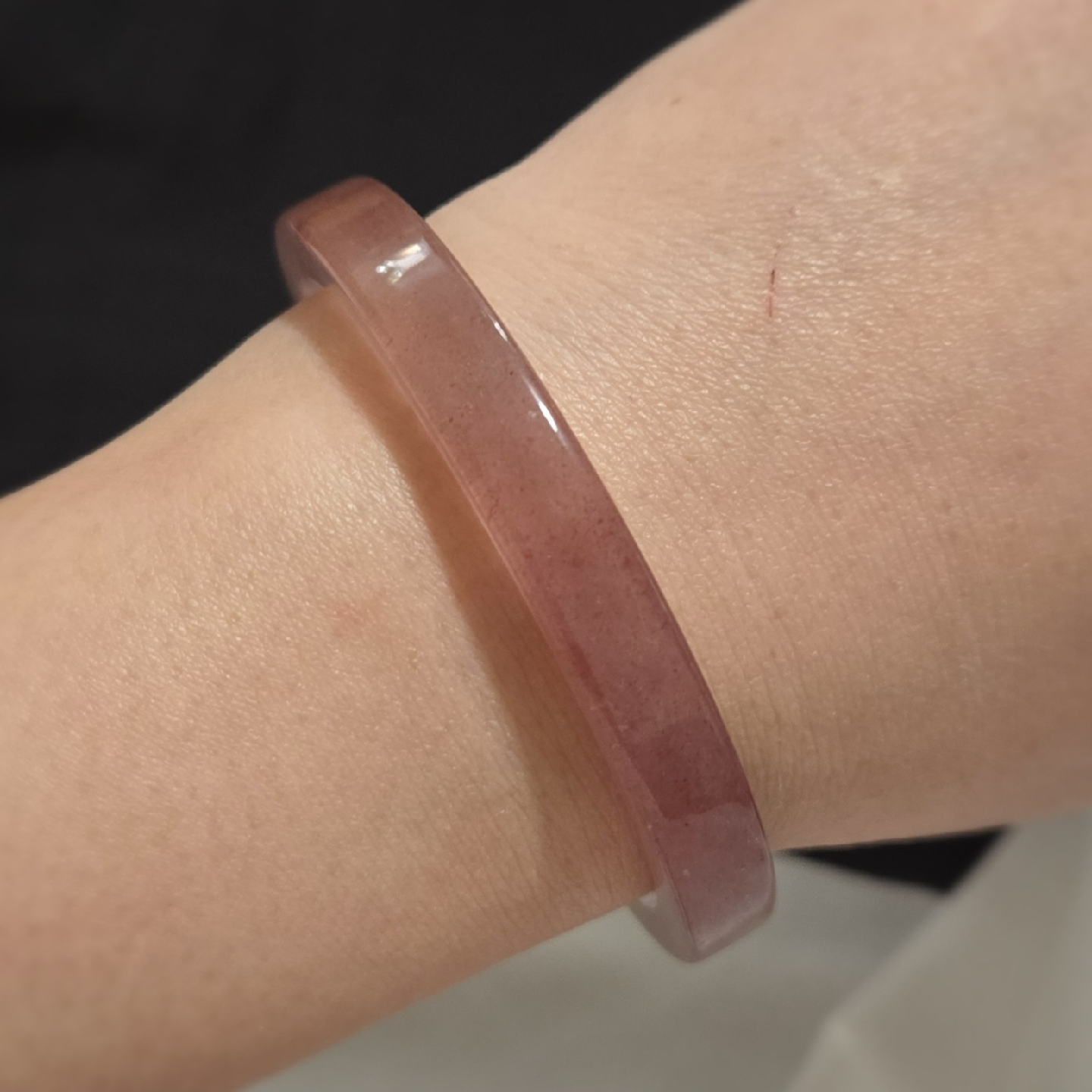 Natural Red Strawberry Quartz Bangle Bracelet - photo 3