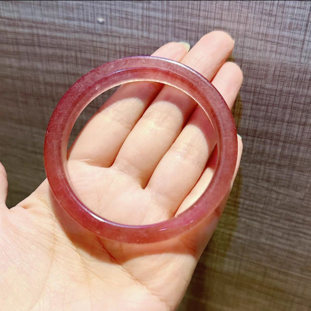 Natural Red Strawberry Quartz Bangle Bracelet - photo 4