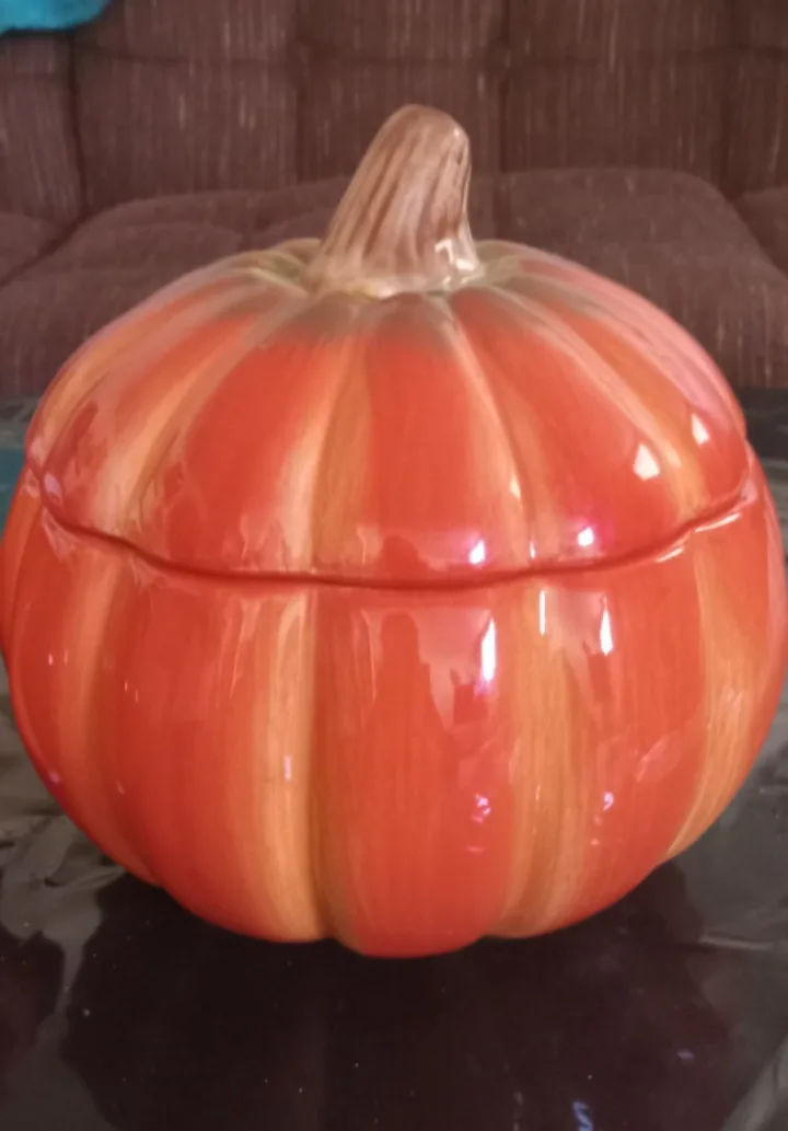 Pumpkin Shaped Ceramic Jar - Brandnew image indicator(2)