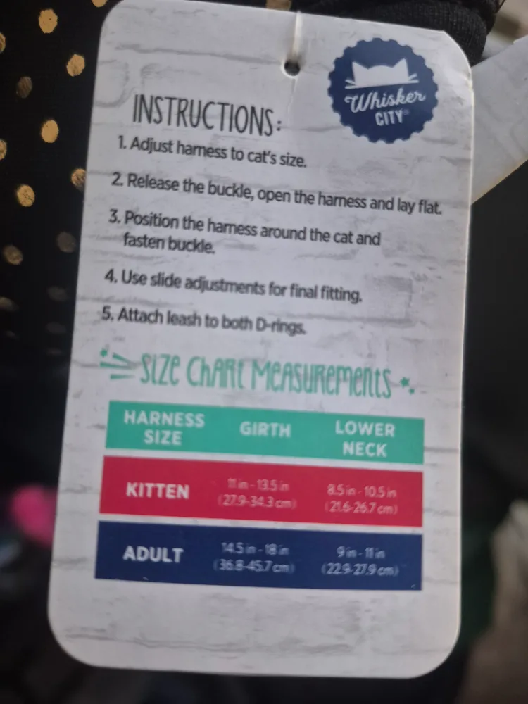 Whiskers City Kitten Cat Vest Harness & Leash - New image indicator(3)