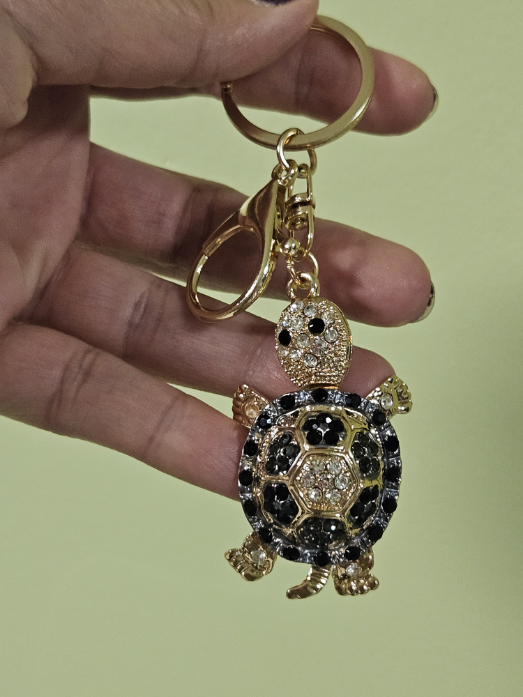 Turtle Rhinestone Keychain