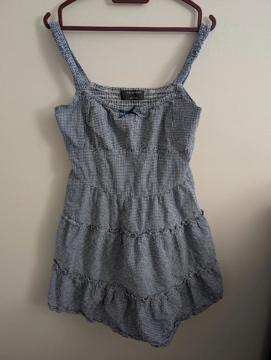 Primark Blue Gingham Dress Babydoll Minidress - Size S thumbnail