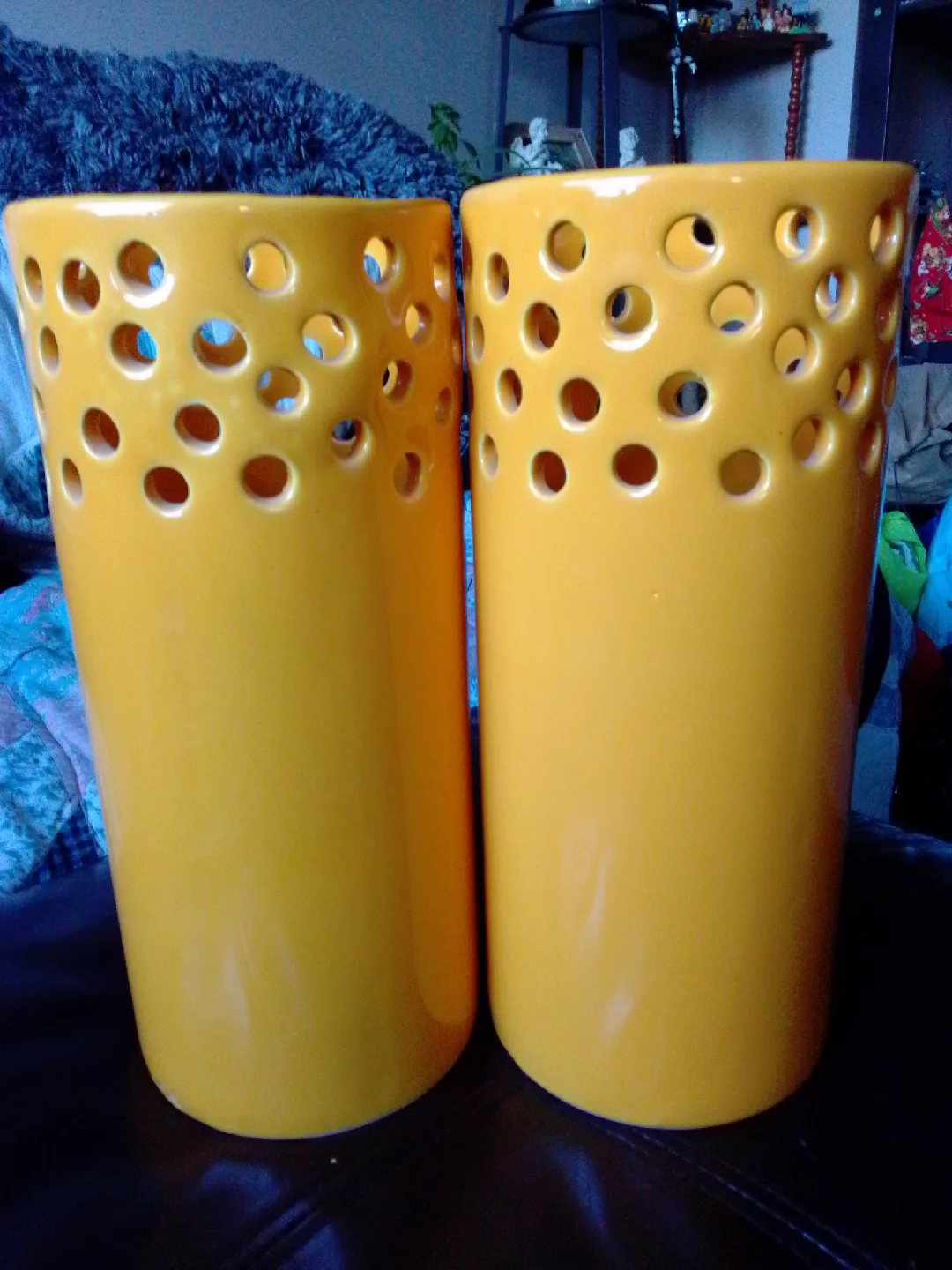 Hand Made Pair of Yellow Ceramic Vases thumbnail