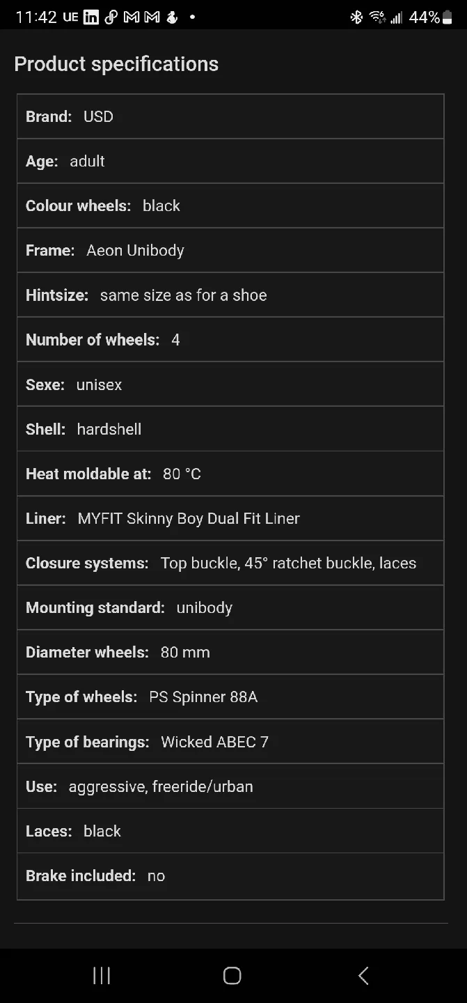 Size 9/10 US - USD Aeon 80 Team Aggressive Skates image indicator(10)