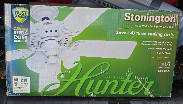 Hunter Stonington 46 in. White Ceiling Fan - photo 2