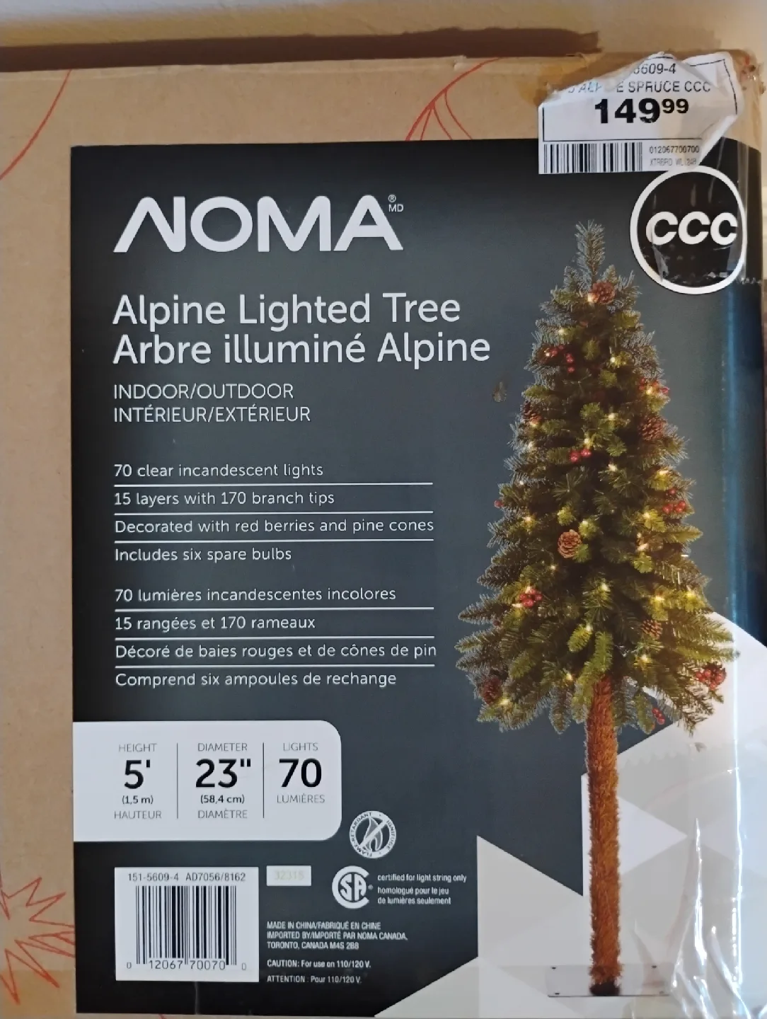 NOMA Alpine Lighted Tree 5ft thumbnail
