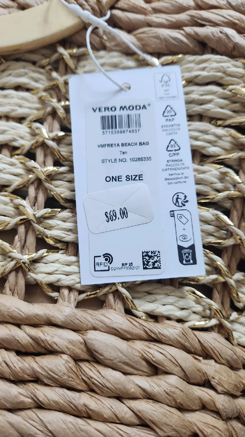Vero Moda VMFREYA Beach Bag - Tan, One Size thumbnail