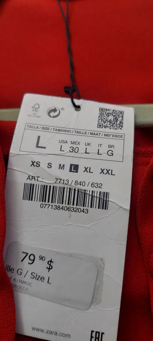 NEW  Zara Red Long Sleeve Dress - Size L image indicator(5)