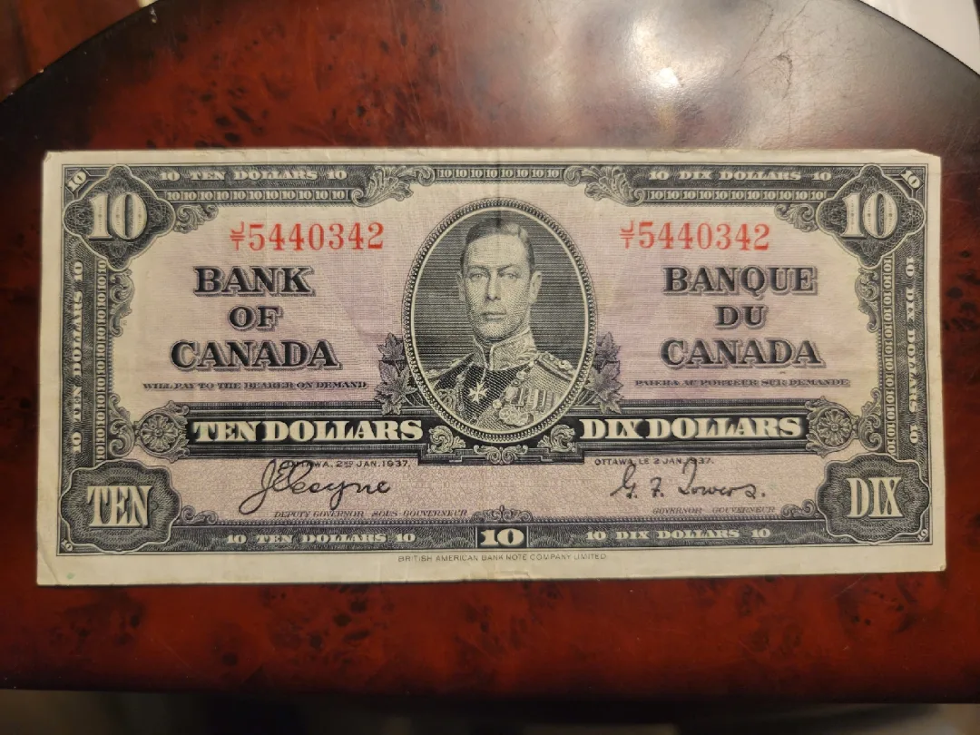 1937 Bank of Canada $10 Bank Note Bill image indicator(2)