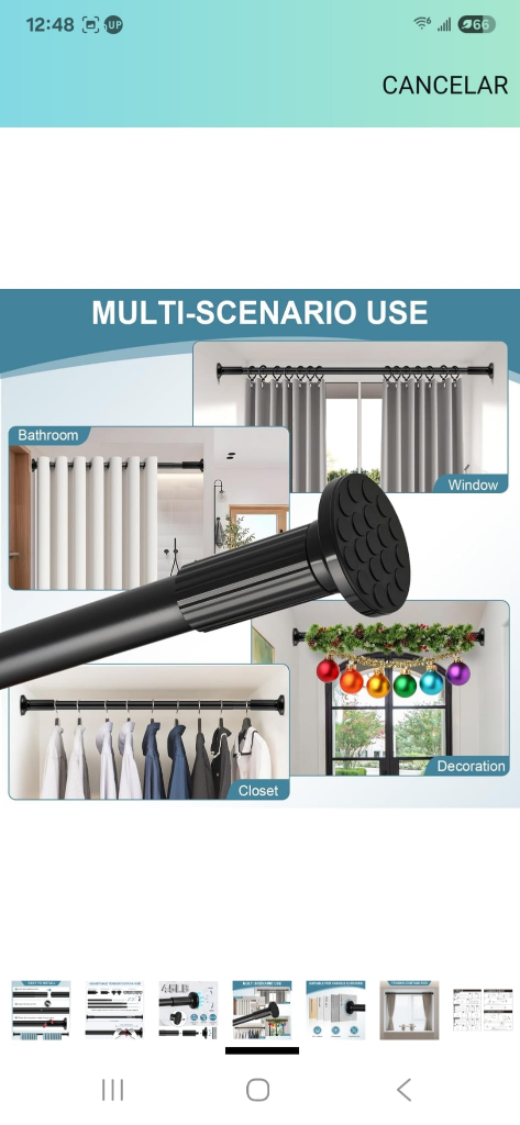 Zocone Tension Curtain Rod - Black - photo 2